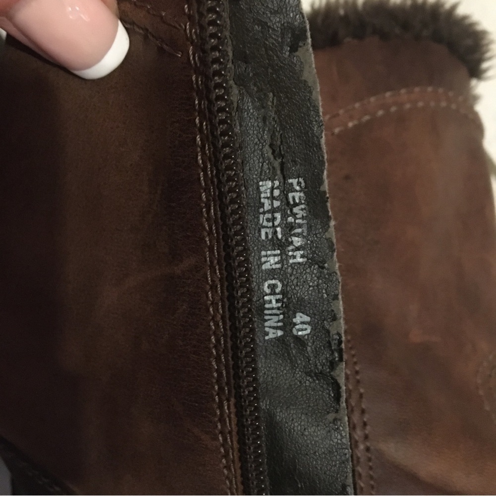 ALDO Brown Leather Double Stitched Classic Comfy Lined Boots Sz10 Brand Quality - Picture 6 of 11